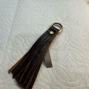 Luxurious Brown Leather Tassel Key Holder